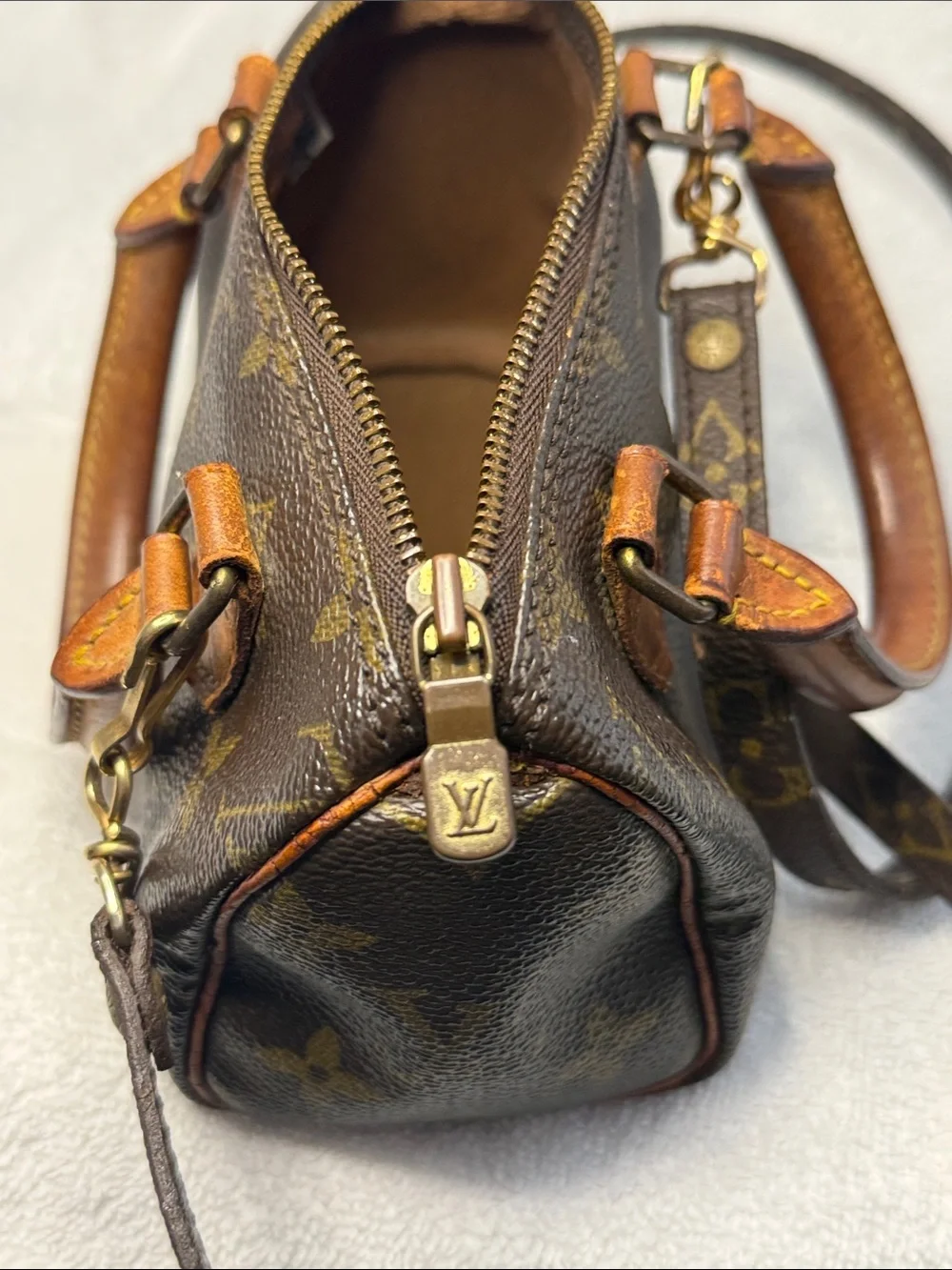Louis Vuitton Mini Speedy Satchel and Authentic Louis Vuitton strap